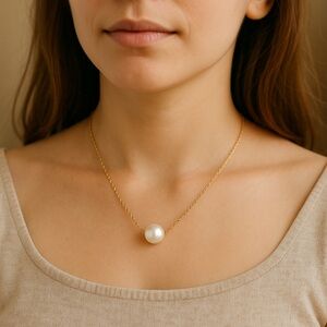 Faux Pearl Gold Cable Chain Necklace